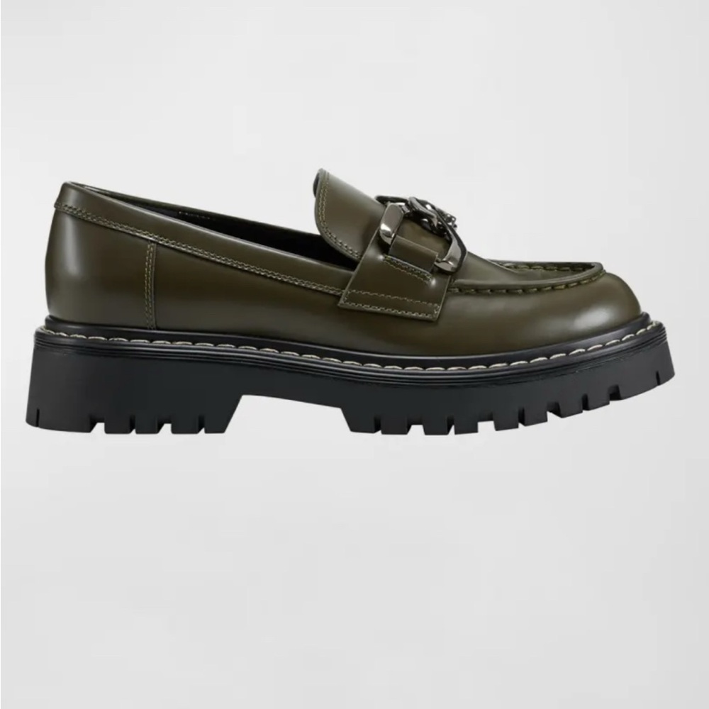 Marc Fisher Green Chunky Loafers with Glossy Finish - Picture 9 of 11
